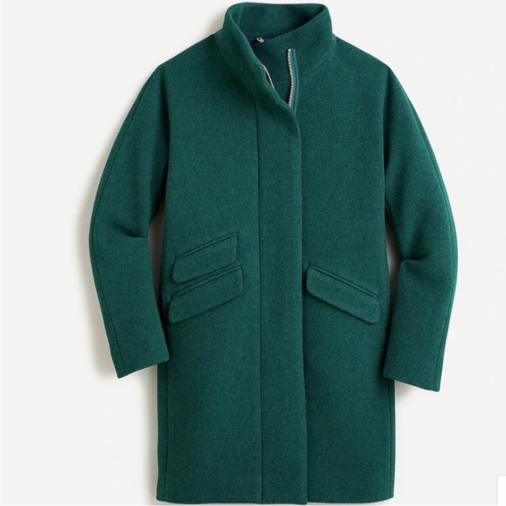 J. Crew Cocoon Coat in Italian Stadium Cloth Wool *Heather Forest*